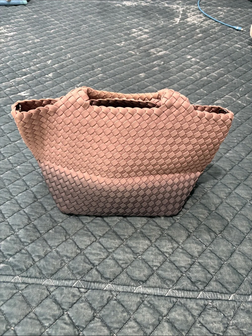 Nagshedi NYC St. Barth’s Woven Top-Handle Tote in Navy/purple